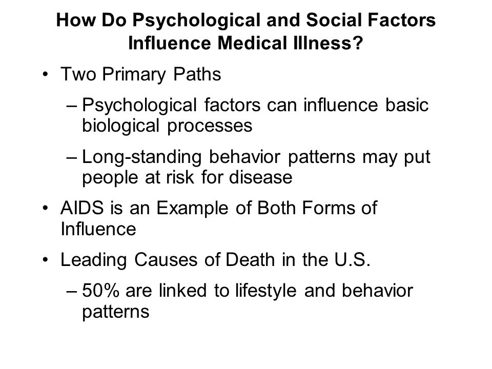 Social and psychological factors affecting the